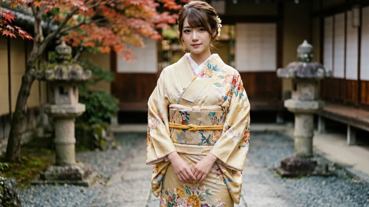 爱沢花梨和服主题写真风格作品封面，传统日式庭院背景衬托出精致和风美感